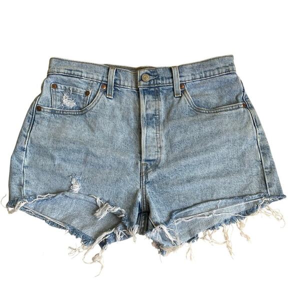 Levi’s 501® High Rise Womens Shorts Tango Light Wash Cut-off Button-fly Frayed - Picture 7 of 16